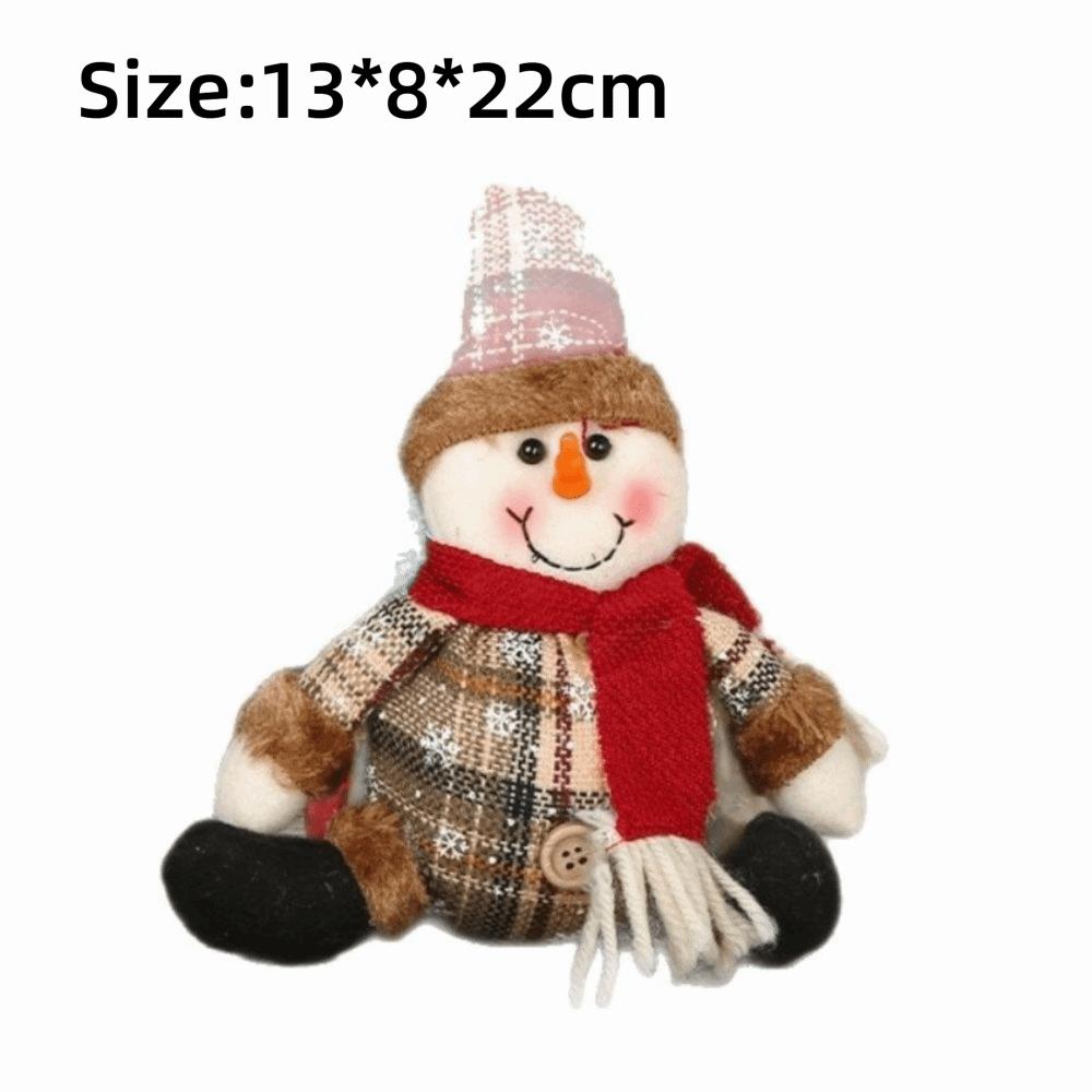 Button Accent Christmas Plaid Fabric Doll Christmas Tree Ornament Wreath Door Wall Decor