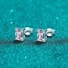 Real Moissanite Diamond Square Stud Earrings Emerald Cut Radiant Cut 925 Sterling Silver for Women Wedding Fine Jewelry