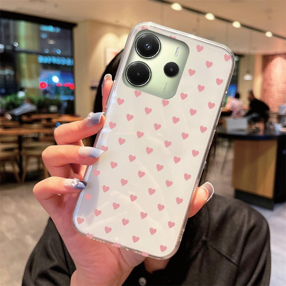 Чехол для телефона Xiaomi Redmi Note 14 Pro 5G Мультяшное Сердце Любви Прозрачный Нежелтеющий Ударопрочный Чехол для redmi 14C 4G