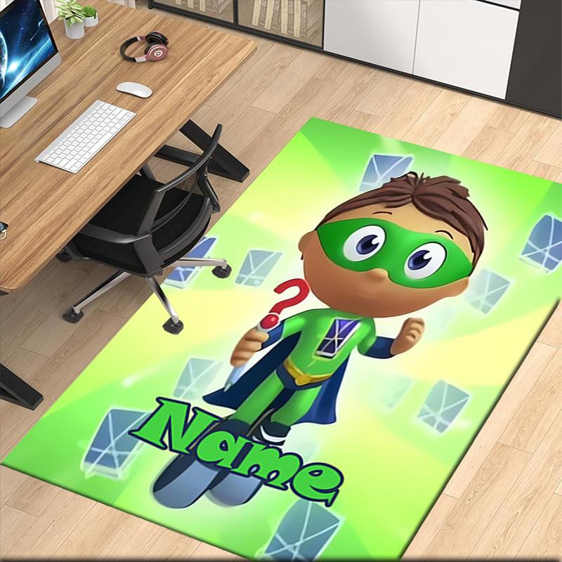 Custom Name Super Why Printed Carpet, for Office Chair Living Room Bedroom Kitchen Room Decor Gifts.
