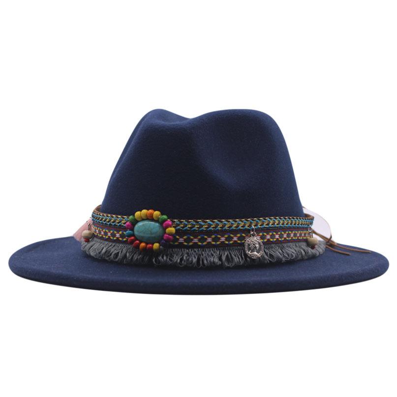 eBay new woolen top hat women's minority style retro flat-brimmed jazz hat