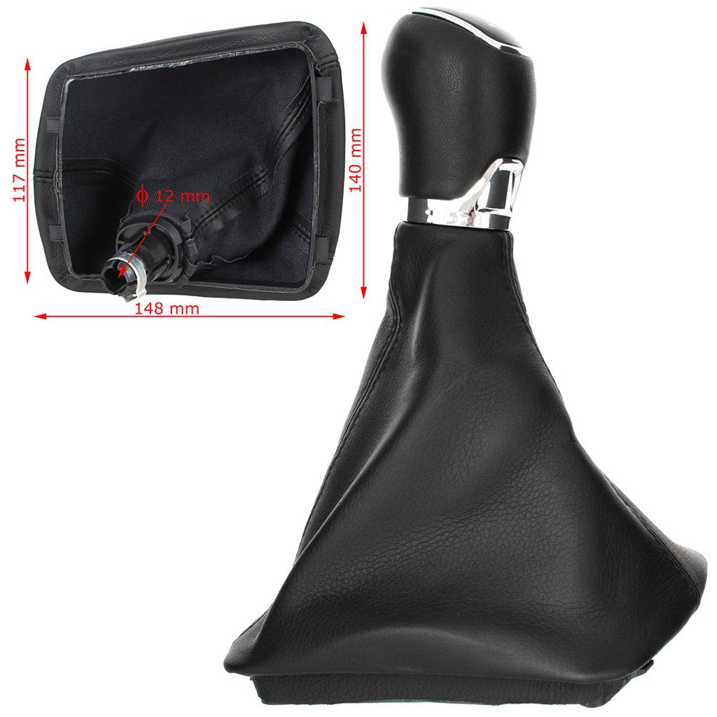 Skoda Octavia II 07-14 gear shift knob + gaiter with frame ECO LEATHER 6 SPEED