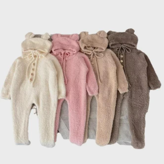 Детский комбинезон на осень и зиму: Очень милый комбинезон из искусственной норки с покрытием из медвежьих лапок для мальчиков и девочек