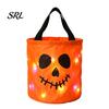 Decorative Containers for Sweets Halloween Glowing Pumpkin Candy Bag LED Light up Trick or Treat Bucket Bags Reusable Waterproof Oxford Fabric