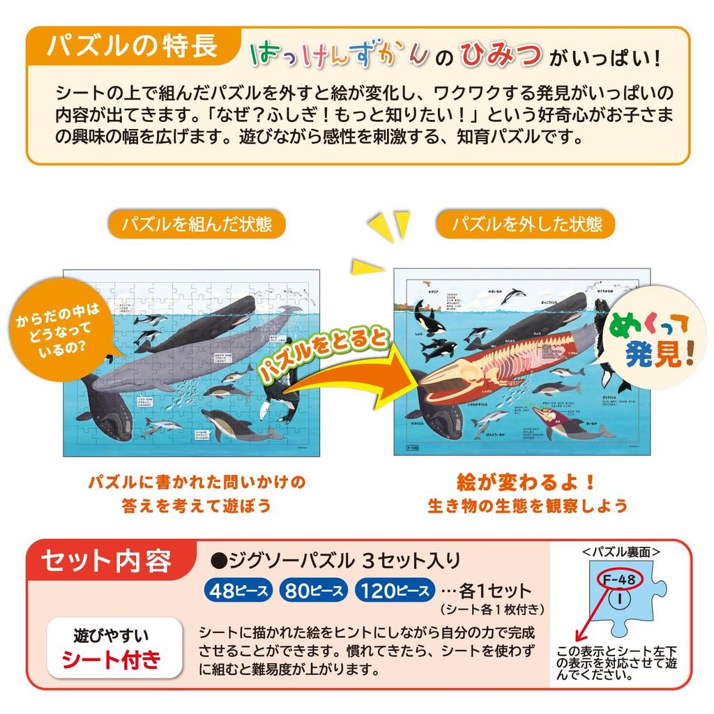 Gakken Discovery Puzzle Jigsaw Ocean 3 and Step 3 Puzzle, 3-Piece Set, (Ages Up), 83538,