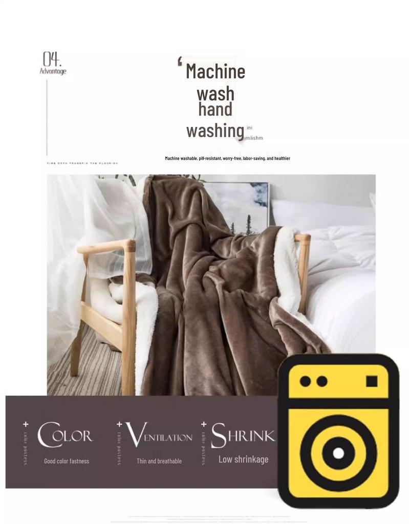 Двухслойное одеяло Xianci из натуральной шерсти ягненка и кораллового флиса для дивана и офиса