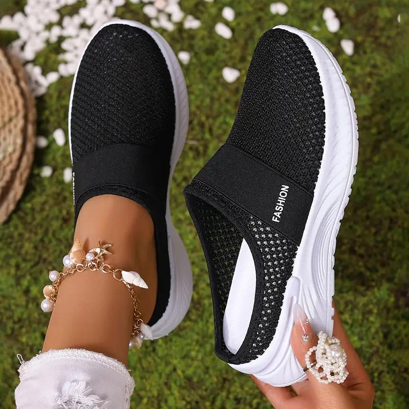Женские белые повседневные кроссовки Slip-On - сетчатые тапочки из дышащей ткани
