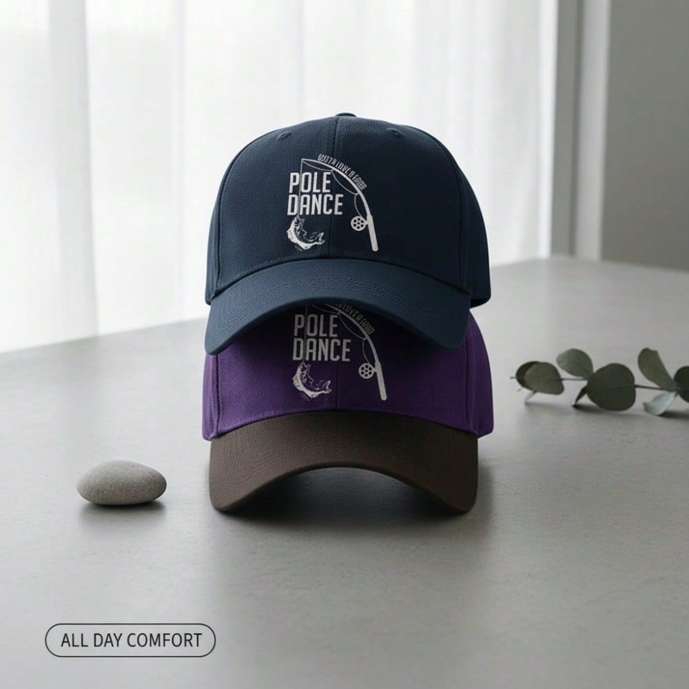 Fishing Lover Baseball Cap - "Pole Dance" Graphic Print Polyester Adjustable Breathable Casual Outdoor Sports Hat For Men Women