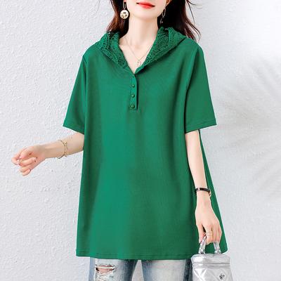 2025 Лето Большие размеры Повседневные Женские Футболки Короткий Рукав Кружевные Толстовки Топы Футболки Свободная Рубашка