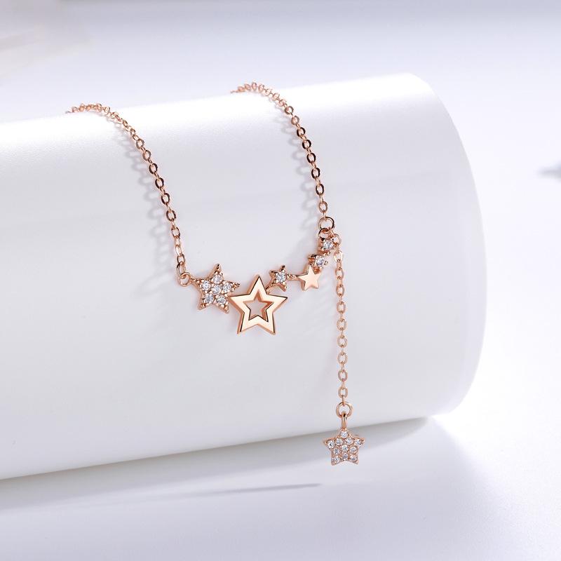 Star Tassel Necklace, Women's Flash Diamonds, Zircon Temperament, Versatile Ins Style, High-end Design, Necklace Accessories, Women