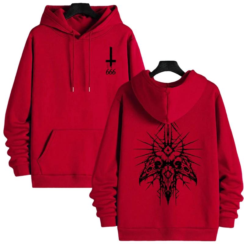 New autumn and winter fashion men's casual jacket 666 Cross Special Devil theme print men's hoodie outdoor sweatshirt