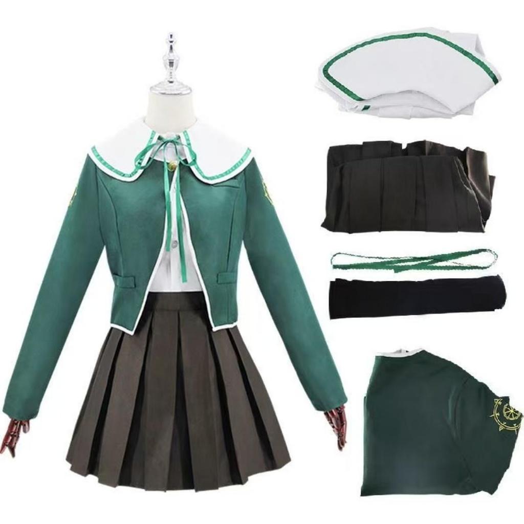 Danganronpa Тихиро Фудзисаки Косплей Костюм JK Униформа Костюм Длинный Рукав Коричневый Плиссированная Юбка Комплект Женский Костюм Хэллоуин Наряд