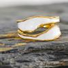 Eetit Fashion White Enamel Creative Irregular 316 Stainless Steel Open Ring Waterproof Women Jewelry Stylish Charm Bijoux New