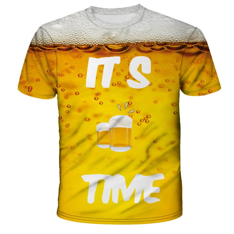 Мужская повседневная футболка с 3D-принтом из серии «Пивные пузыри», летняя, удобная, больших размеров - мягкая полиэстеровая ткань средней эластичности, летняя мужская одежда свободного кроя