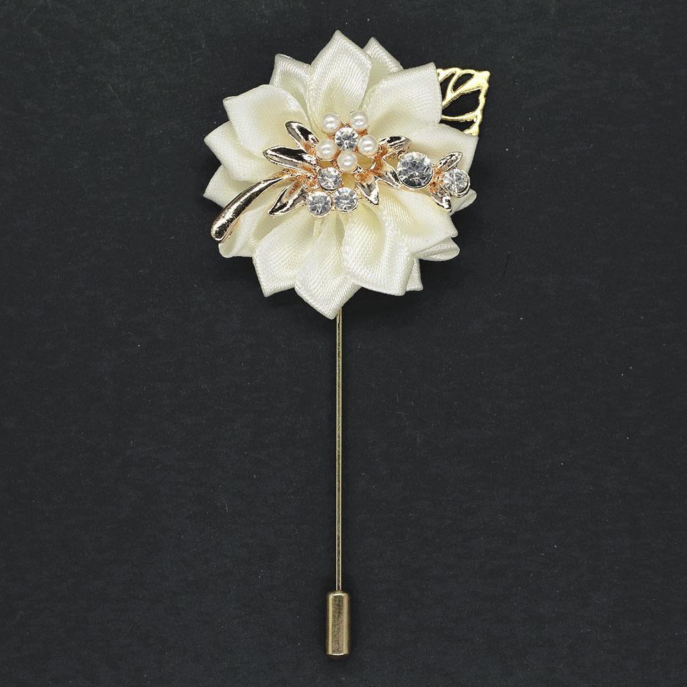 Luxury Crystal Pearl Groomsmen Boutonniere Wedding Corsage Men Brooch Pin Red Burgundy Flower Groom Bridal Boutonnieres