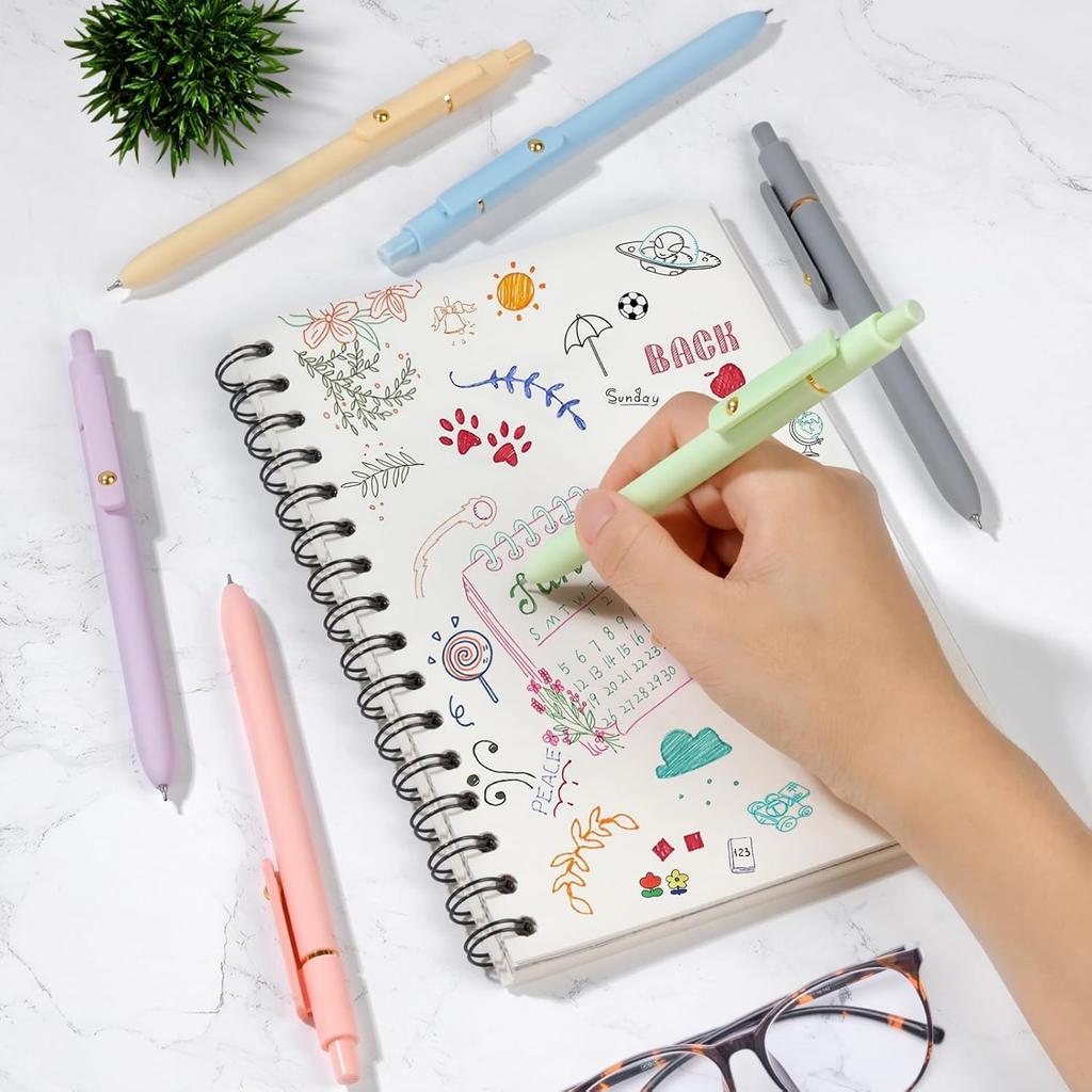 FIOVER Colored Pens, 6 Pack Colorful Gel Pens, Quick-Dry 0.7mm Medium Point for Journaling, Note Taking, Doodling, Aesthetic Office School Supplies,