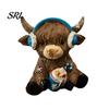 Christmas Table Centerpiece Winter Highland Cow Resin Figurine, Cattle Statue for Animal Desk Decor, Shape Ornament Home Office