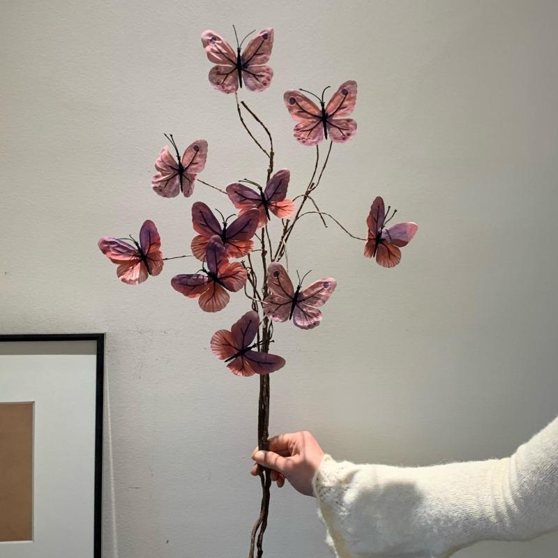 Dead Branch Butterfly Artificial Flower Simulation Ornament for Wedding Home Landscape Soft Furnishing Photography Scene Decoration Supplies