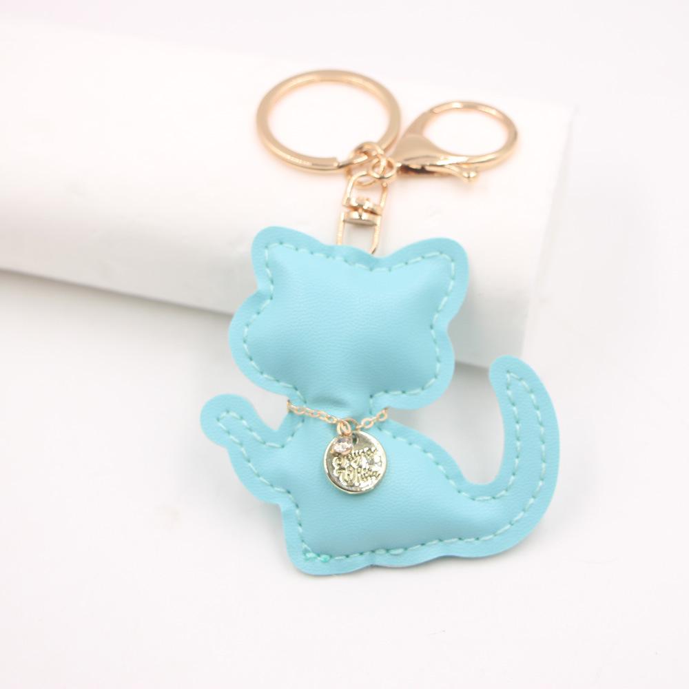 Очаровательный кожаный брелок в виде котенка - подвеска в виде счастливого кота для сумок и автомобилей
