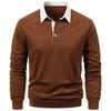 Модные контрастные цветные рубашки поло с лацканами для мужчин, повседневные свитера с длинным рукавом и пуговицами, мужские весенне-осенние модные рубашки поло в стиле пэчворк