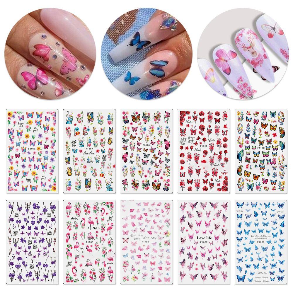 Purple Petals Nail Stickers Blossom Pink Nail Tips Decoration New Creative Decals Nail Art