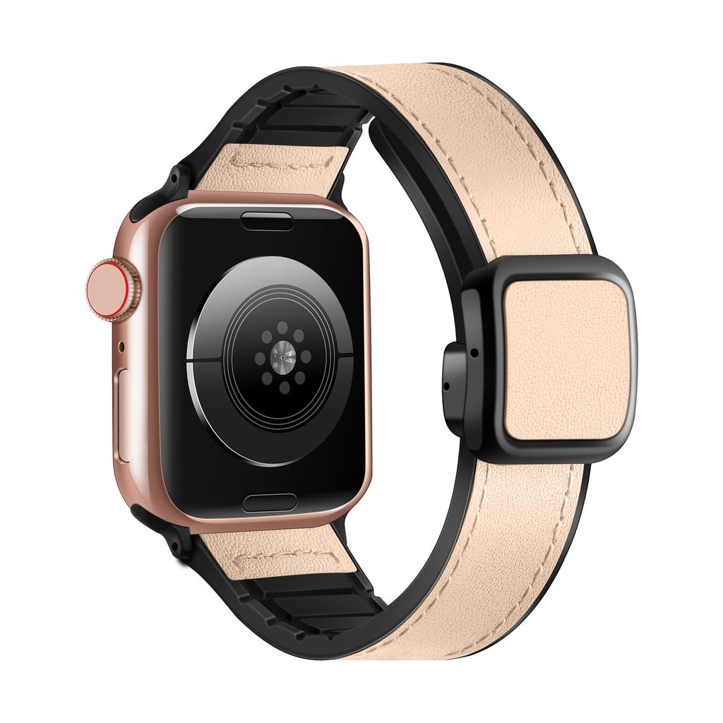 Ремешок из натуральной кожи для Apple Watch 45мм 44мм 40мм 41мм 49мм 42мм Магнитный браслет correa Серия 9 8 7 6 5 4 SE Ultra 2