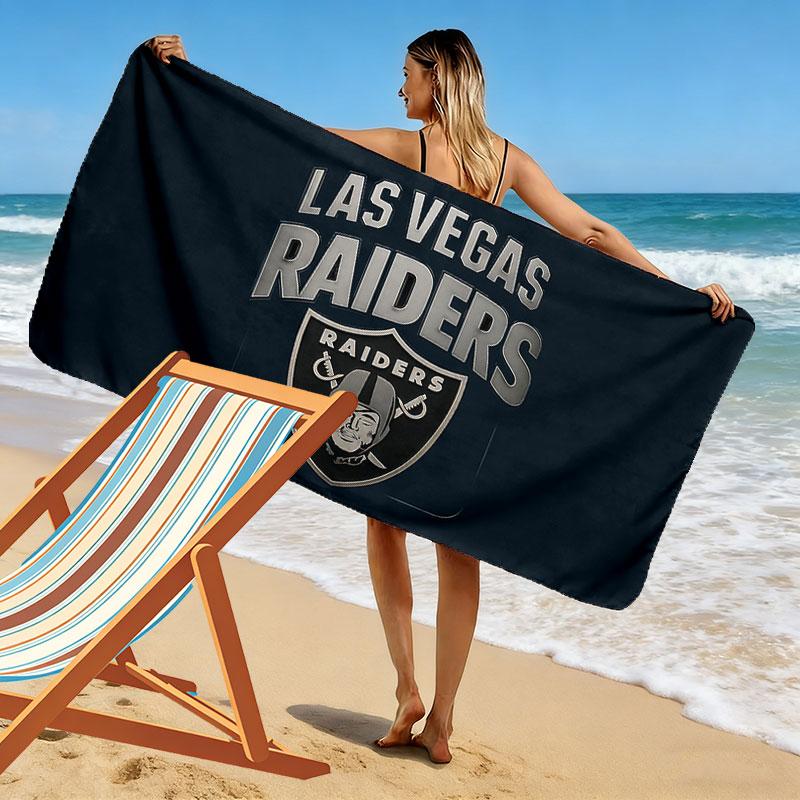 Las Vegas Raiders Print Beach Towel, Large Soft Quick Dry Towel for Beach Camping Swimming