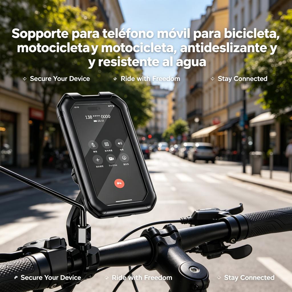 Soporte para teléfono móvil para bicicleta y motocicleta, antideslizante y resistente al agua