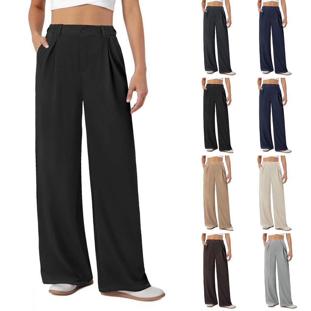 Стильные женские классические брюки, рабочие брюки, брюки в стиле business casual, широкие, свободного кроя, с высокой талией, цветные повседневные брюки