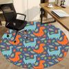 1PC Dino Leaves Office Round Area Rug, Mat Suitable For Office, Under Office Chairs Bedroom Living Room Home Decor, Room Deco