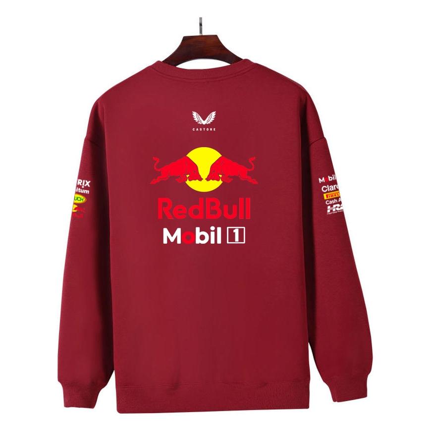 Мужчины Женщины Утепленный Осенний и Зимний Свитшот с Принтом F1 Red Bull Racing Круглый Вырез Повседневный Свободный С Длинным Рукавом Пуловер Спортивный Уличная Одежда