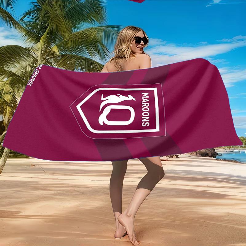 Australia Maroons Rugby Team Emblem Beach Towel, Quick-drying, Easy to Care for, Suitable for Both Fitness and Beach Vacations,Sports Essential