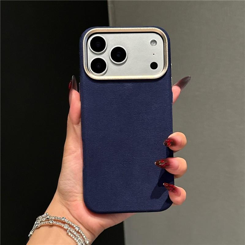 Роскошный кожаный чехол с магнитной застежкой для iPhone 17 13 14 15 16 Pro Max Air Premium Замша Металлическое кольцо для камеры Ударопрочный чехол