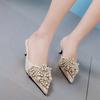 Ботоу Фея Стразы Жемчуг Сандалии Летние Новые Острый Носок Тонкий Каблук Высокий Каблук Сандалии Большой Размер 35-42