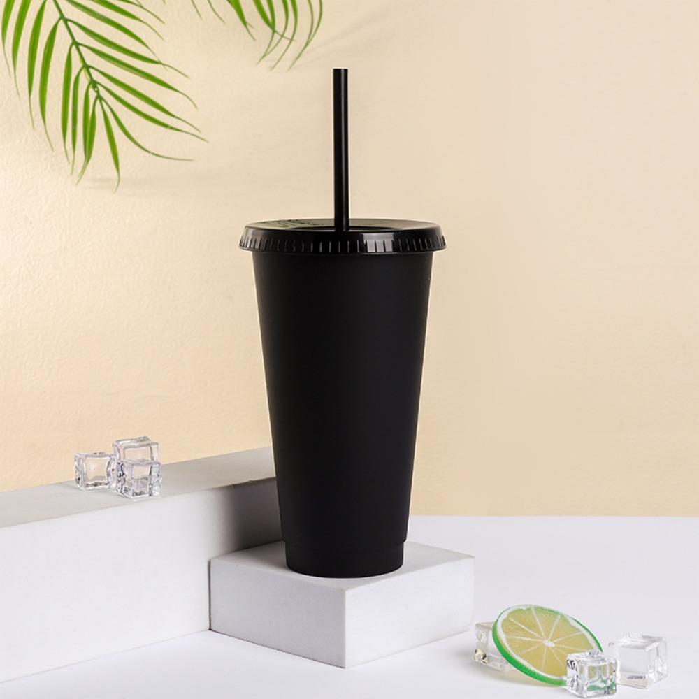 with Lid Straw Cup Food Grade PP Plastic Drinks Cup Drinkware Water Cup Coffee