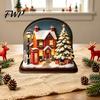 Seasonal Party Supplies Christmas Glowing House Ornament, LED Wooden Tabletop Decor for Durable Decorative Accents Holiday Village Display,
