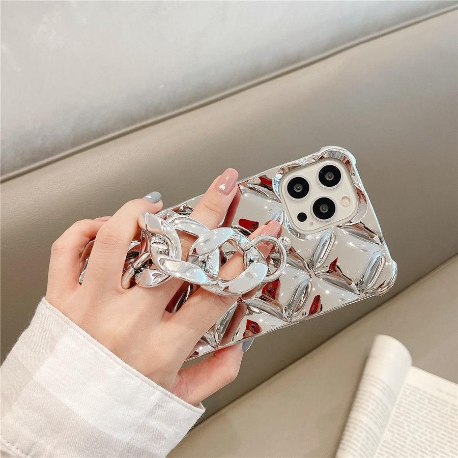 Роскошный сексуальный чехол-цепочка для телефона с алмазным покрытием для защиты камеры для iphone 14 13 15 16 Pro Max 12 11 X XS XR с браслетом