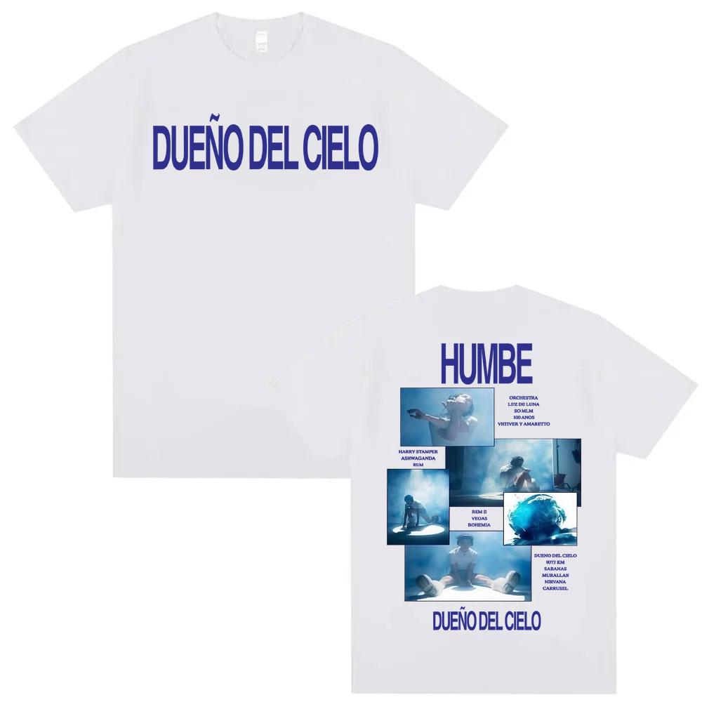 Singer Humbe Album Dueno Del Cielo Tour 2026 Tshirts Unisex Harajuku Street Oversized Summer Men Casual ONeck Cotton Tshirt