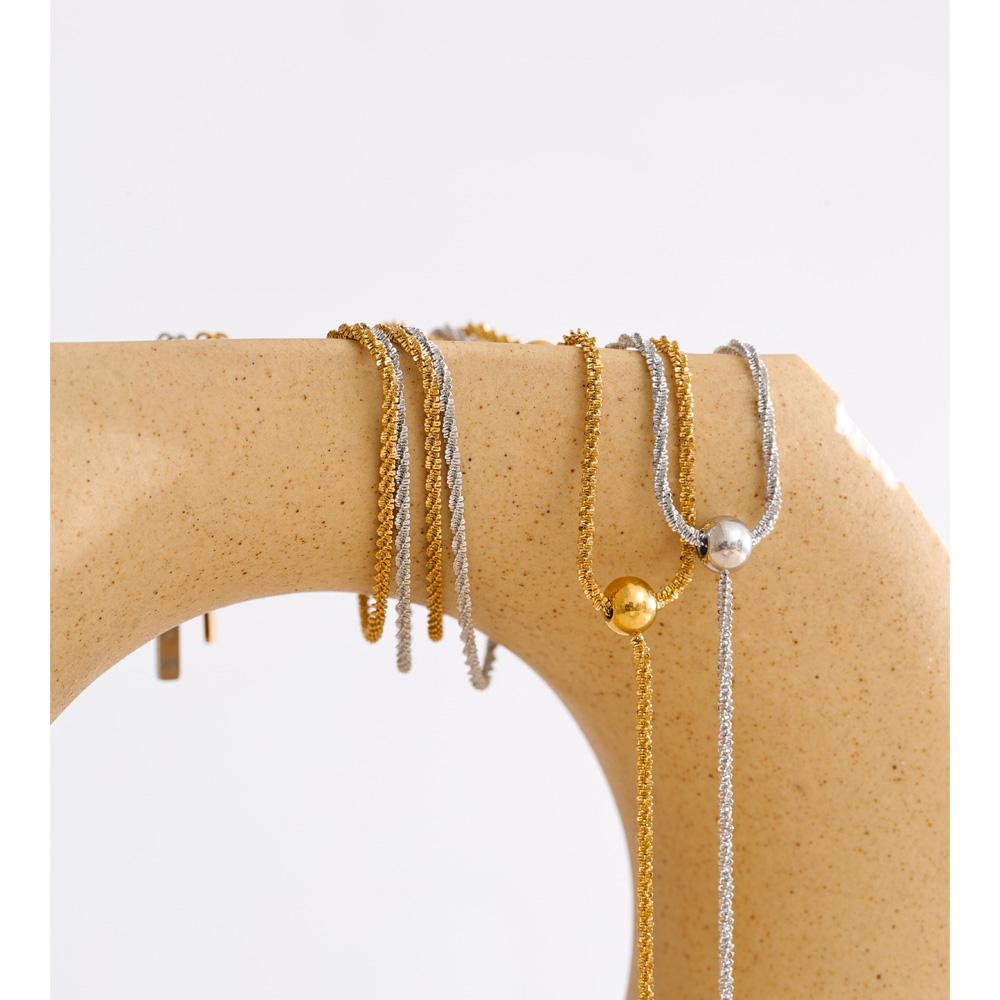 Yhpup Stainless Steel Beads Y Chain Drop Necklace That Goes Down The Chest 16K PVD Plated Exquisite Jewelry Tarnish Resistant