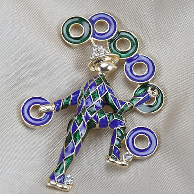 Blucome Alloy Enamel Pins Vintage Circus Clown Replica Brooch for Woman Man Suit Scarf Christmas Gifts