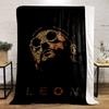 Leon-inspired design on a black textured Warm blanket. Flannel blanket for bedroom, living room, sofa, and nap.