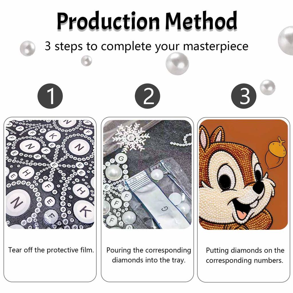 Disney 5D DIY Pearl Painting Kit, Chipmunk & Acorn Home Bedroom Wall Decor Crafts Handmade Gift