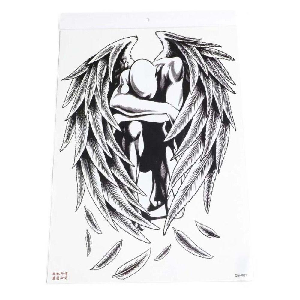 Buddha Pattern Full Back Tattoo Patch Angel Wings Cross Full Back Temporary Tattoos Travel