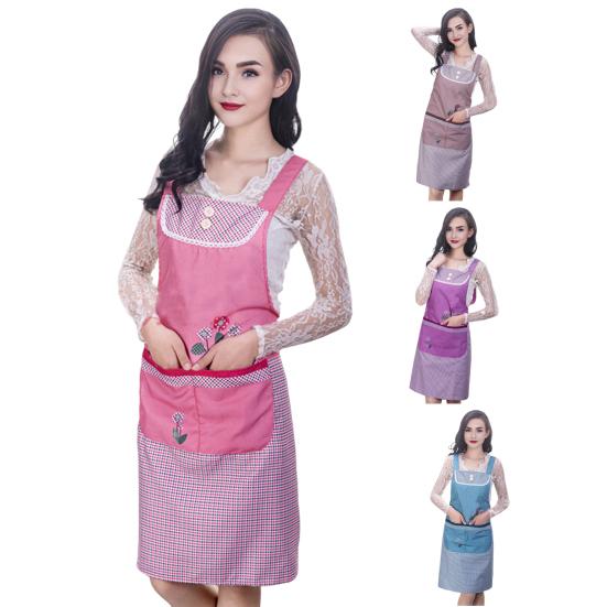 Мультяшный кухонный фартук Водонепроницаемый Маслостойкий Полиэстер Без рукавов Фартук Дизайн с цветочным принтом Фартук для дома Ресторана