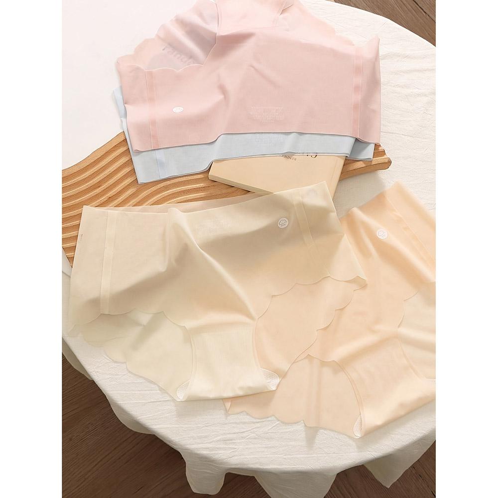 5pcs Womens Ice Silk Seamless Mid Rise Underwear Breathable Soft Lightweight Sheer Comfortable Lingerie Multicolor Casual Fashion