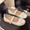 Французские туфли Мэри Джейн женские 2025 новая летняя нежная сочетающаяся юбка низкий каблук мелкий вырез круглый носок плоская подошва обувь