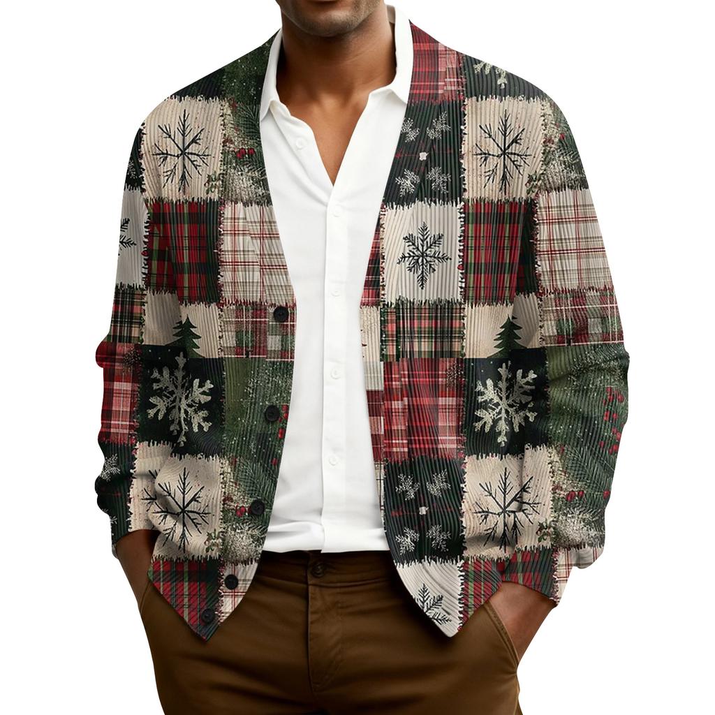 Мужской кардиган с длинным рукавом, рубчатой вязки