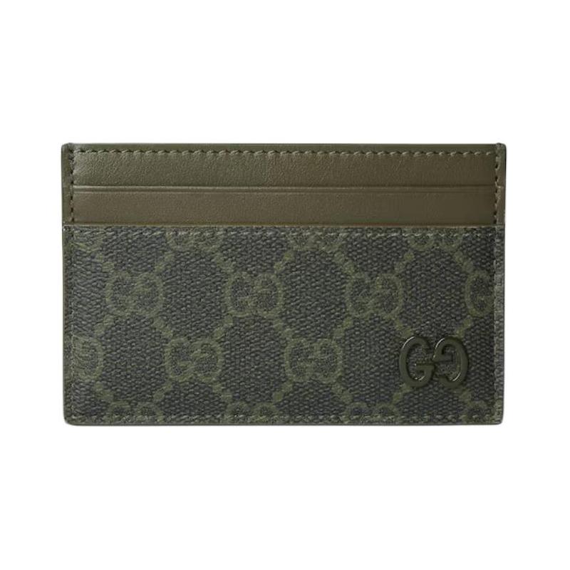 Gucci Кошелек для монет и держатель для карт из канвы с узором GG Monogram, унисекс, одинаковый стиль, парная модель, лесной зеленый