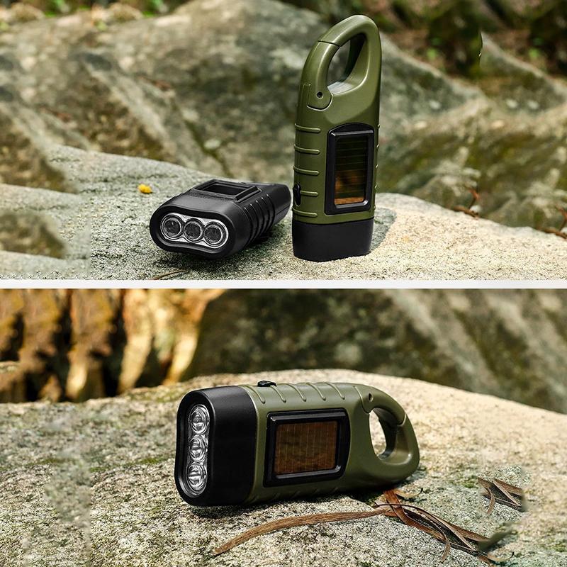 Rechargeable For Fishing Boating Hiking Survival Gear Power Bank Solar Flashlight Emergency Hand Crank Dynamo Led Flashlight