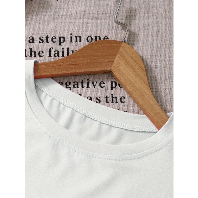 Kids Crewneck Short Sleeve Tee, Cute Bear Covering Face Print Summer Casual Top